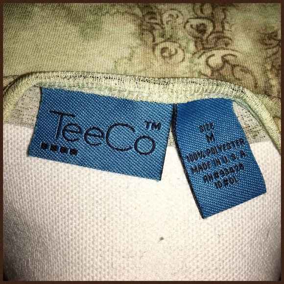 TeeCo Semi Sheer Green Beaded Tee Size M - Picture 5 of 5